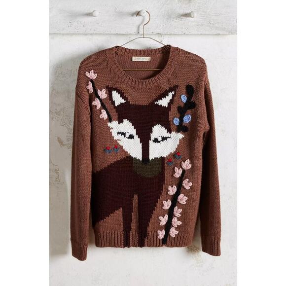 Paul & Joe Sister x Anthropologie Womens Foxy Intarsia Pullover Crewneck Sweater - Picture 5 of 9